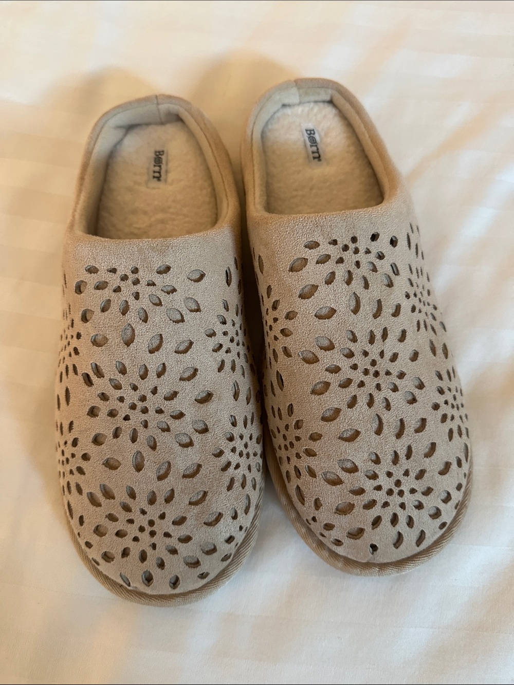 Born Women's Taupe Laser-Cut Slip-On Clogs